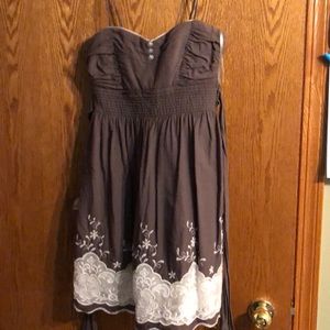 Grey dress with white floral pattern